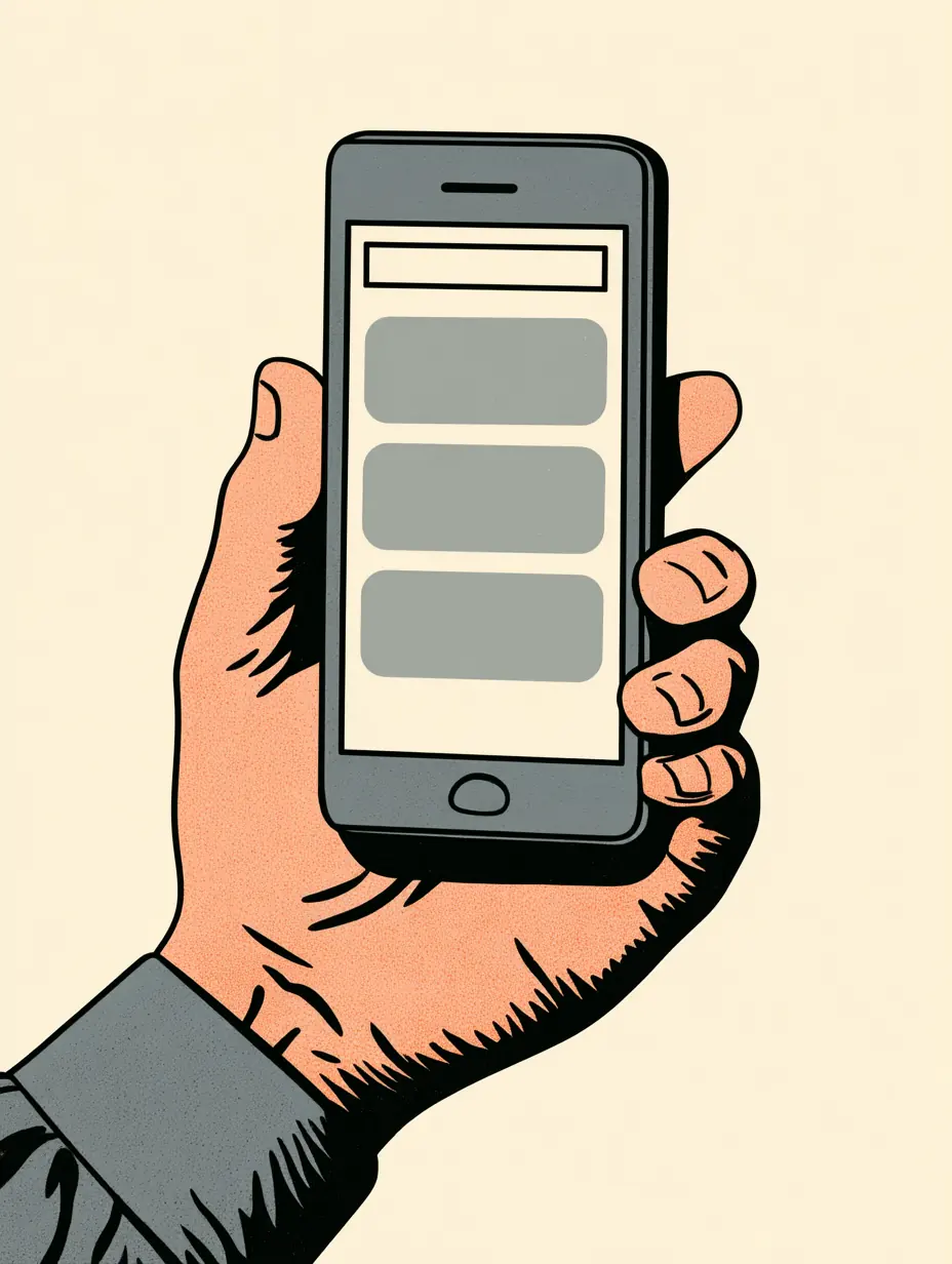A hand holding a phone with a page ready to approve