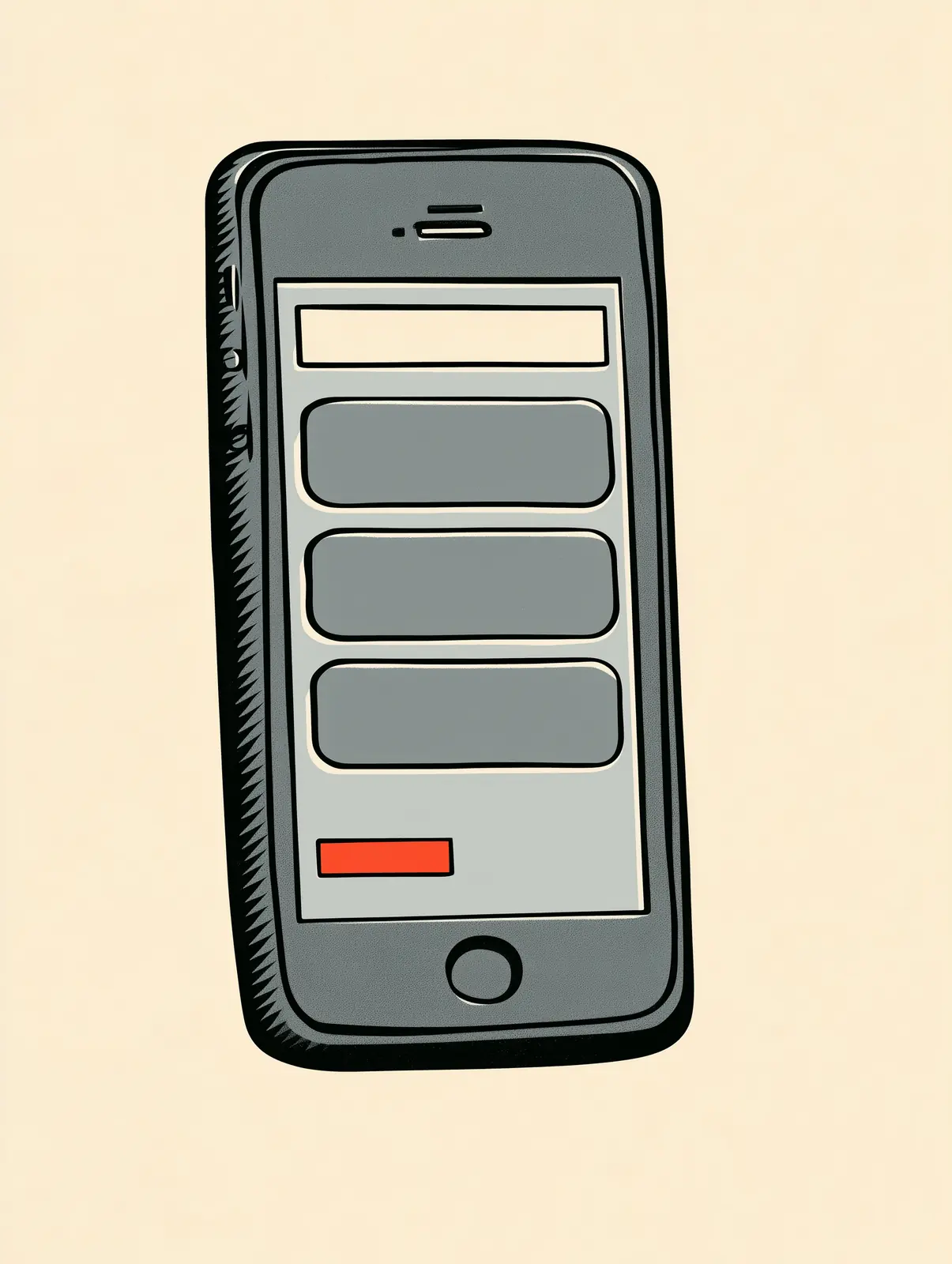 A phone showing a page with three content blocks