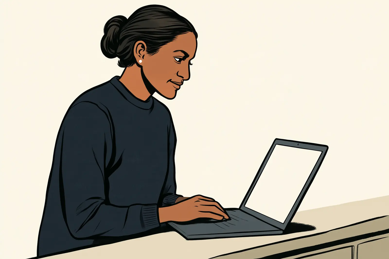 A woman searching on her laptop